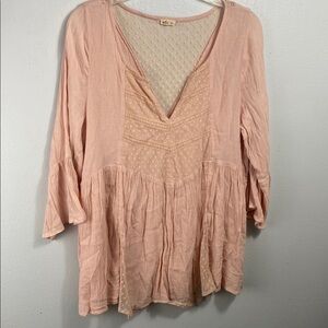 Hollister Pink Ruffled Tunic with V-Neck